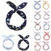 Floral Rabbit Ears Knotted Wire Hair Bands For Women With Elegant Metal Wire Scarf Design
