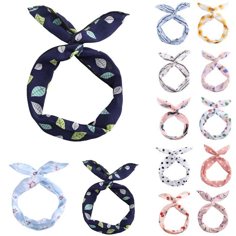 Floral Rabbit Ears Knotted Wire Hair Bands For Women With Elegant Metal Wire Scarf Design