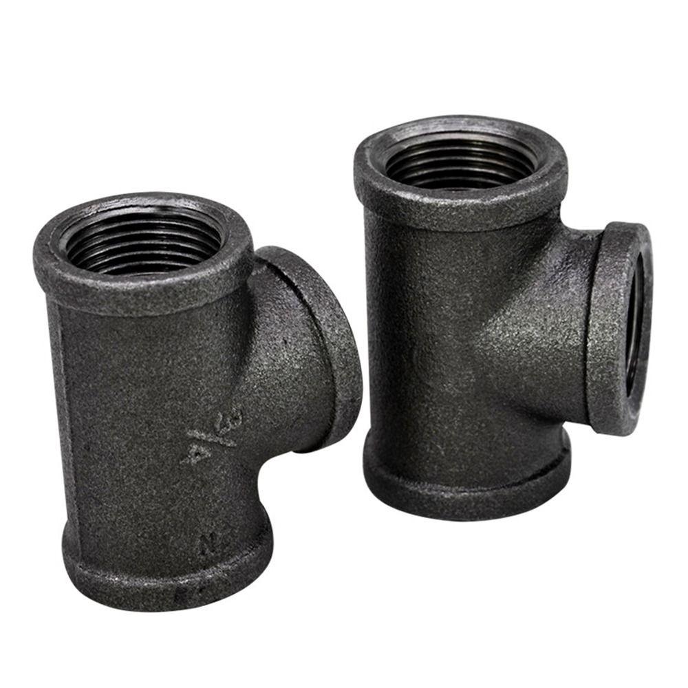 New Black Pipe Fittings Malleable Iron Elbow Pipe Connection 1/2'' 3/4'' 1'' Threaded Decor Furniture