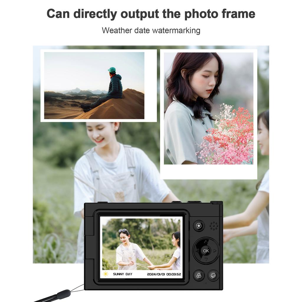 Portable 4K CCD Digital Camera WiFi Digital Video Camera 64MP 2.83 Inch Screen Manual/Auto   28X Digital Zoom Built In Flash 80 Filter Effects Bir
