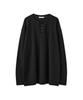 AREUBAN Pearl Button Neck Waffle Long Sleeve_Dust Black