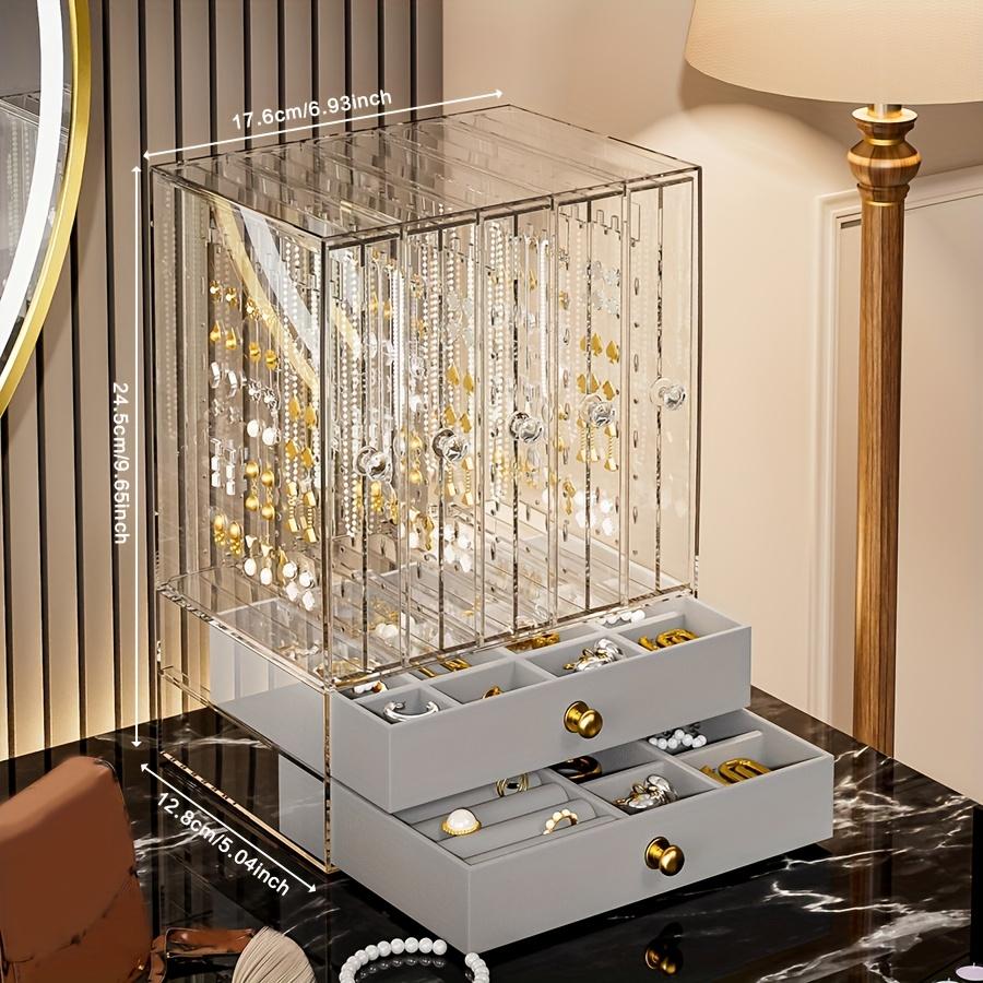 7 Layer Flannel Transparent Jewelry Box High Capacity Drawer Organizers Earring Necklace Ring Storage Portable Storage Box Gifts