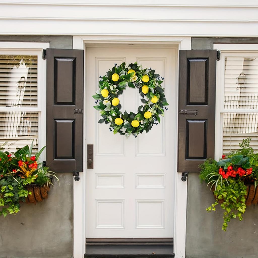 Summer Lemon Wreath Artificial Yellow Leafy Fruit Wreath