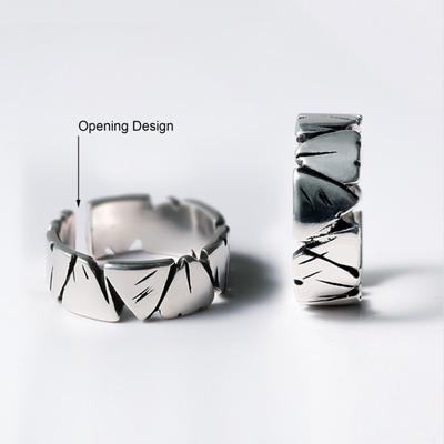 Men Ring Bright Luster Open Ended Personality All Match Jewelry Gift Geometric Rough Splicing