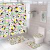 Funny Penguin Shower Curtain Set Animal Antarctic Ice Field Nature Blue Sky Bathroom Curtains Non-Slip Bath Mat Rug Toilet Cover