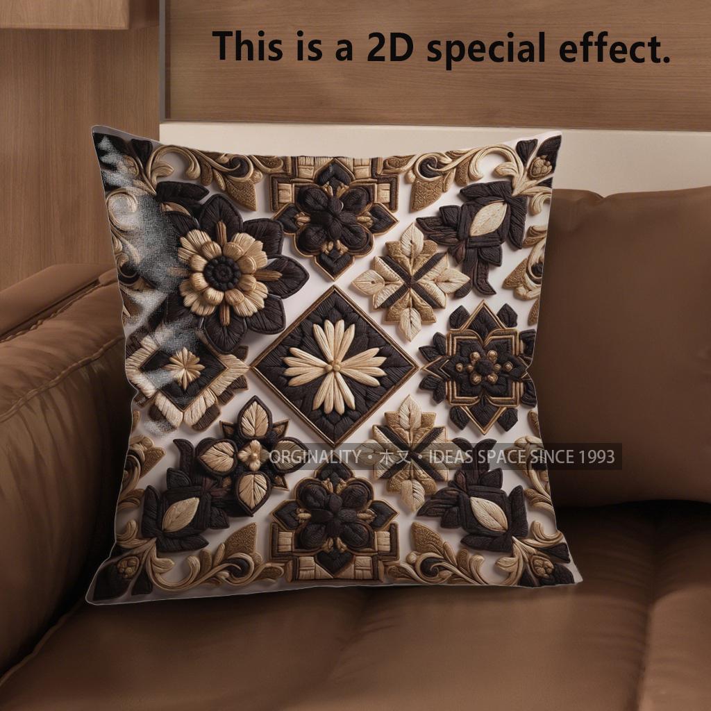 2D Colorful Floral & Geometric Patterned Pillowcases Pattern Cushion Cover Suitable For Sofa Bedroom Car Pillow Cover