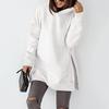 Felpa imbottita a maniche lunghe con scollo rotondo da donna, tinta unita, con cappuccio e tasche larghe