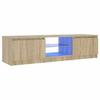 vidaXL Meuble TV avec lumières LED Chêne fumé 140x40x36 cm, support TV, armoire média, armoire hifi, unité TV, unité média 822681
