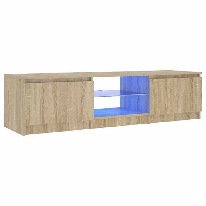 vidaXL Meuble TV avec lumières LED Chêne fumé 140x40x36 cm, support TV, armoire média, armoire hifi, unité TV, unité média 822681
