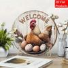 1PC 2D Graphic Country Style Welcome Sign Rooster and Egg Pattern Home Porch Indoor Display Decor