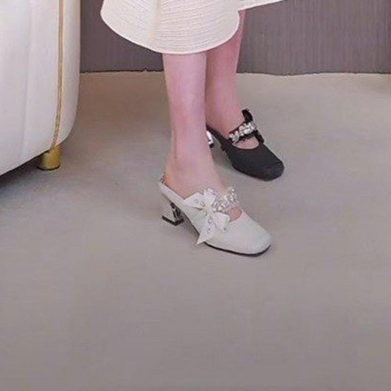 Fashion 2025 Fashion Ladies Shoes Closed Toe Women's Slippers New Butterfly-knot Summer Crystal Outdoor Daily Best Seller Flat Slippers