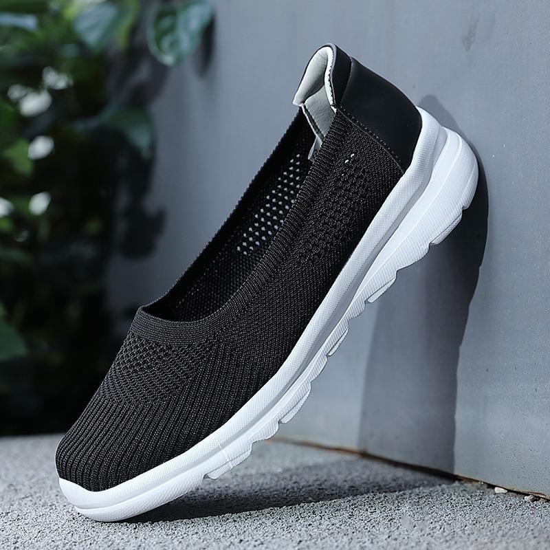 

In Autumn, Middle-aged and Elderly Mothers Shoes, Women s Mesh Fabric Woven Casual Single Shoes, Breathable Sports Shoes, One-step Elderly Shoes 35 чёрный