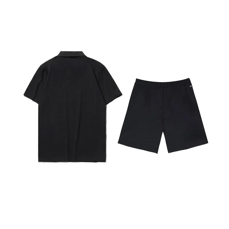 Li-Ning Plain Logo Minimalist Fashion Comfortable Breathable Quick-Dry Versatile Short Sleeve Polo Shirt Casual Sports Set YPLT027-1+YKSV147-2