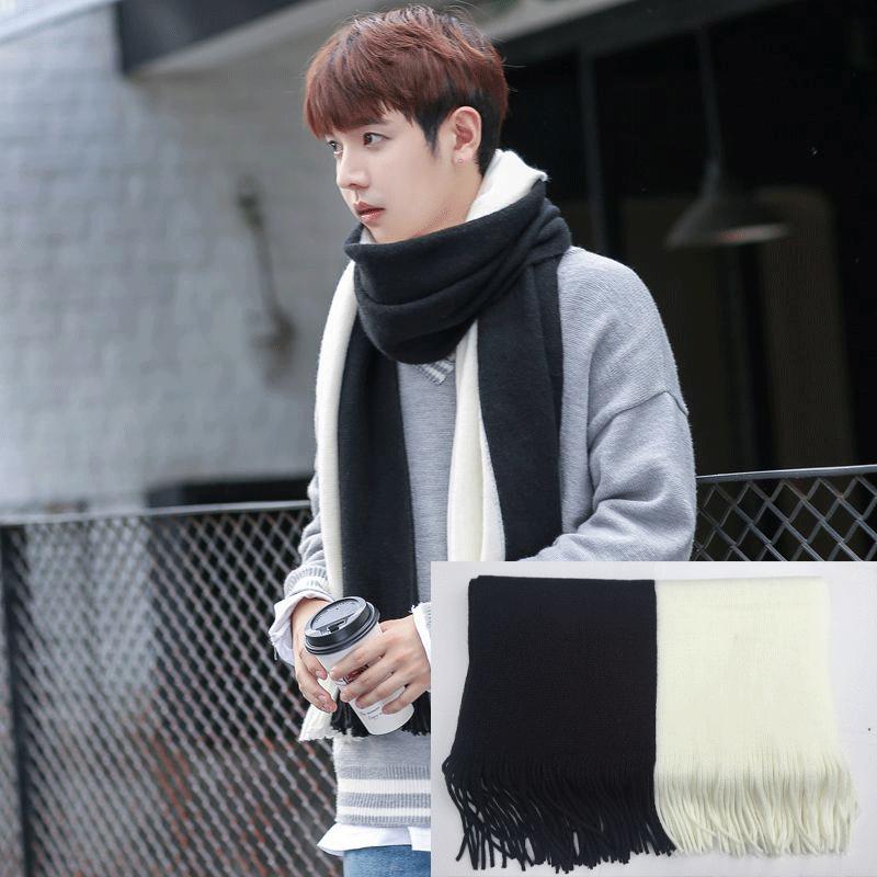 New Fashion Men'S Winter Korean Version Of The Wild Simple New Men'S Scarf Knitted Long Section Young People Students Scarf
