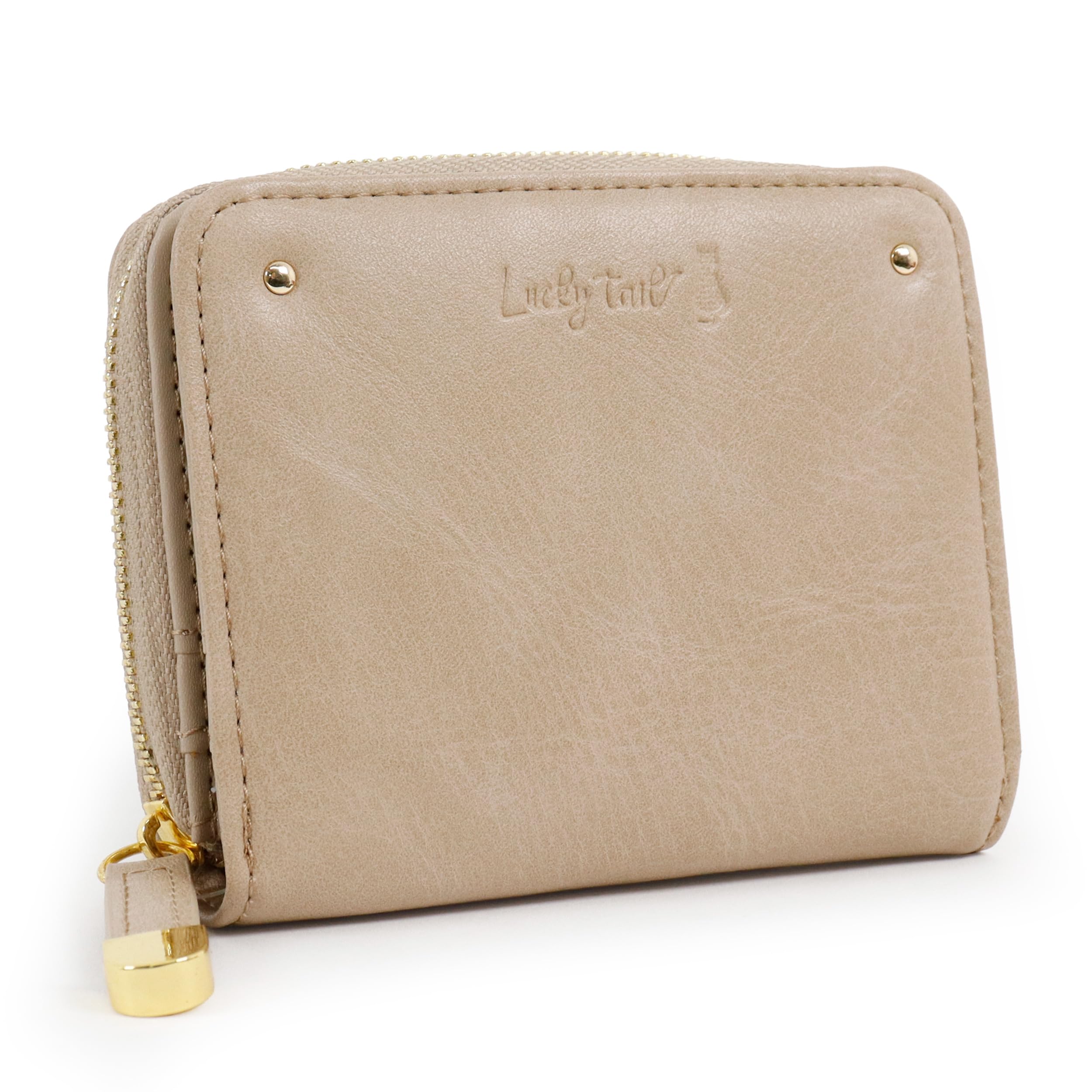 Lucky Tail Bifold Wallet with Round Simple Cat Natural Beige Women s Zipper Design бежевый 5380₽
