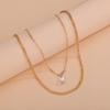 Personalized, simple love-shaped pearl pendant double-layered women's collarbone chain