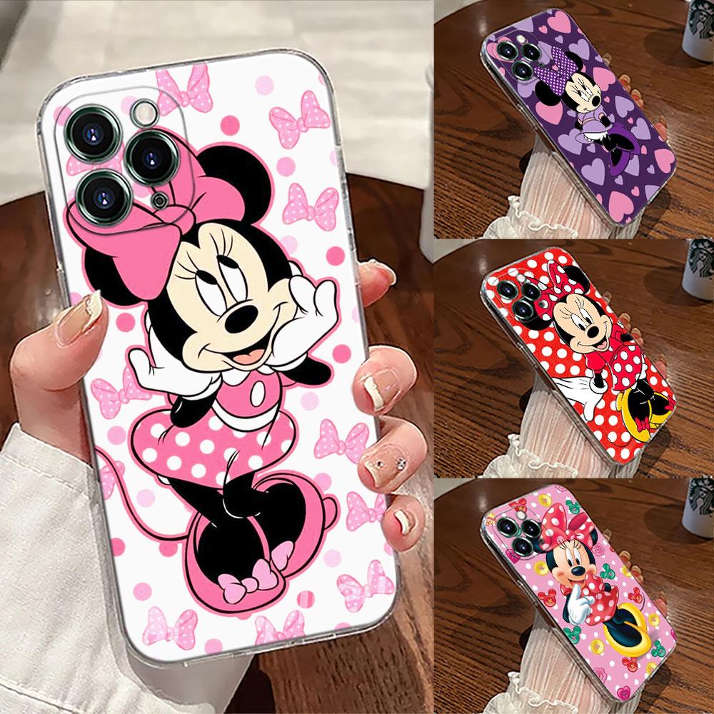 Cartoon Minnie Mouse Transparent Phone Case For iPhone 17 Pro Max 17E 11 12 13 14 15 16 Pro Max Plus 17 Air 16E 7 X Disney Cover