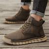 Handmade Men's High-top Boots Ankle Leather Shoes Outdoor Hiking Boots Sneakers Footwear Autumn & Winter