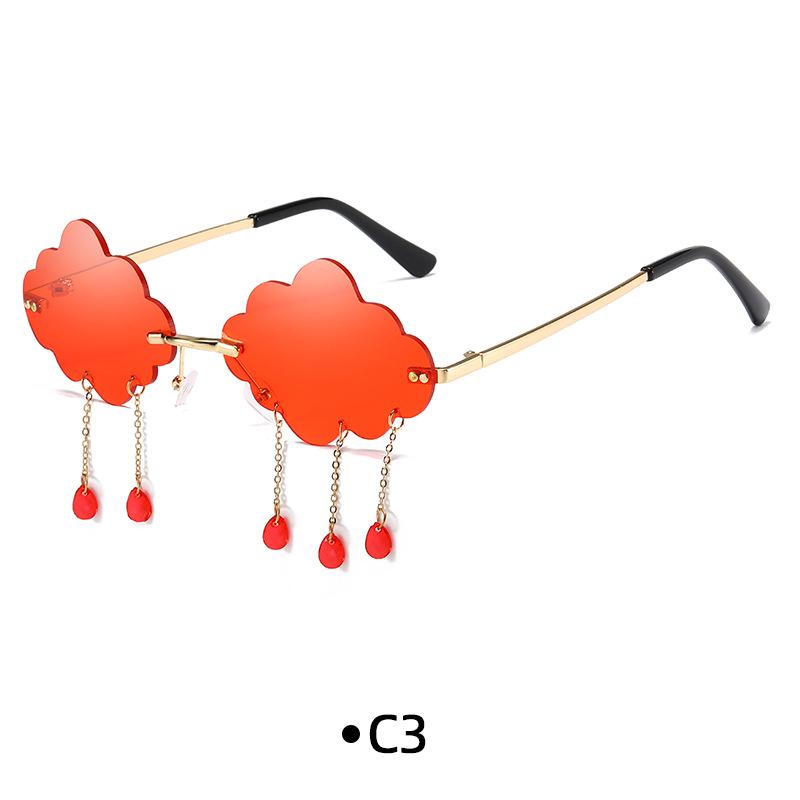 Sunglasses Funny Cloud Shaped Men and Women Disco Glasses Clouds Tassel Shades Rimless Sunglasses UV400 Eyewear