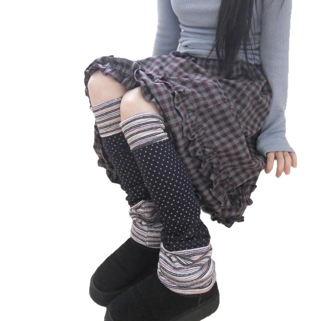 Korean Retro Plaid Ruffle Midi Skirt with Elastic Waist - Women's New Arrival
