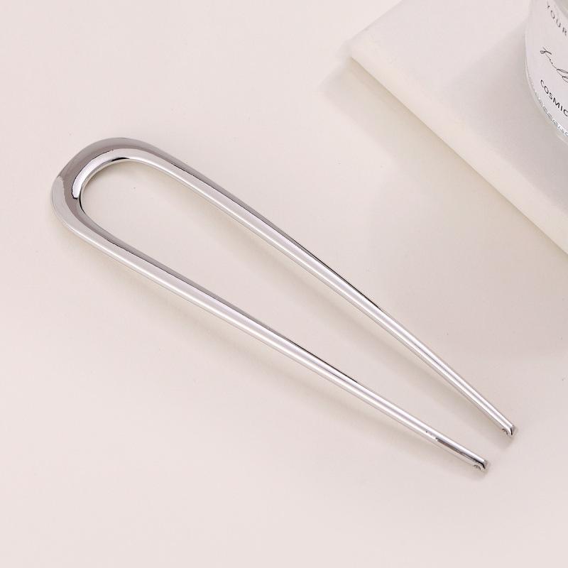 U-Shaped Enamel Metal Hairpin – Ancient Style, Large for Daily Use