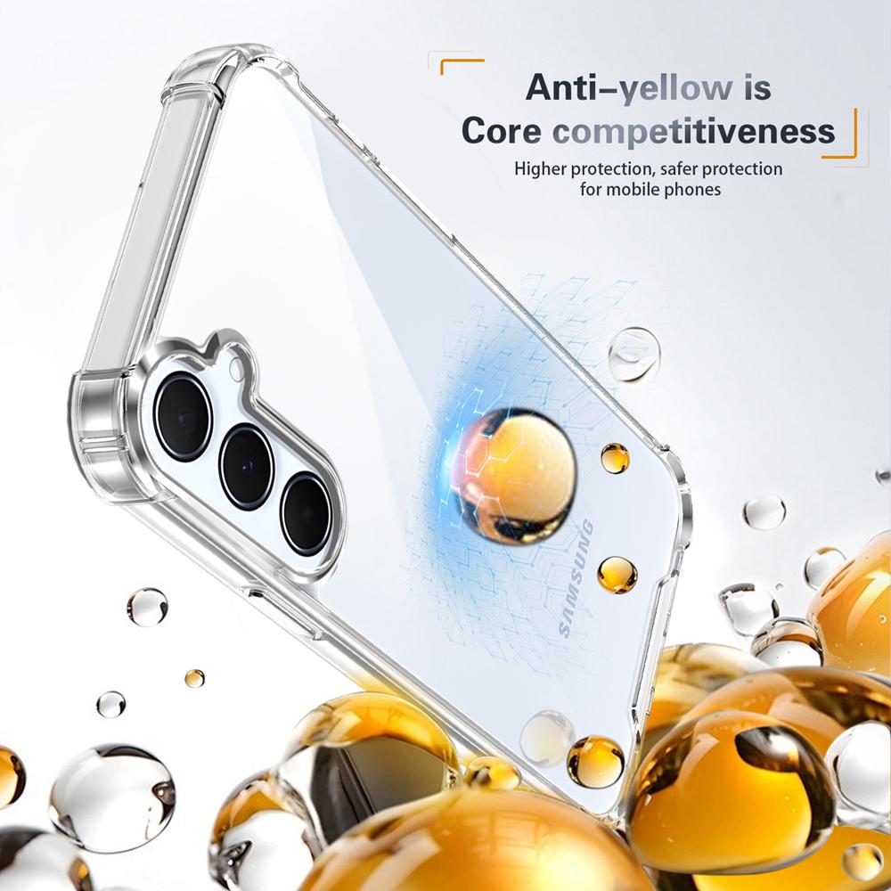 KEYSION Průhledné nárazuvzdorné pouzdro se čtyřmi rohy pro Samsung A55 5G A35 Měkké TPU+PC Průhledný zadní kryt telefonu pro Galaxy A15 4G 5G