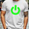 Men Casual Cotton T-Shirt with Green Fluorescent Heartbeat Icon Crew Neck Short Sleeve Summer Streetwear Men Clothing