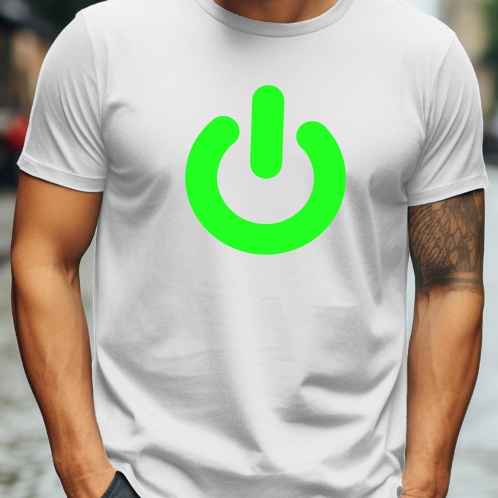 Men Casual Cotton T-Shirt with Green Fluorescent Heartbeat Icon Crew Neck Short Sleeve Summer Streetwear Men Clothing
