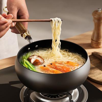 Non-Stick Cast Iron Wok with Spatula 24/28cm Large Lid & Belly Frying Pan for Stir-Fry Soup