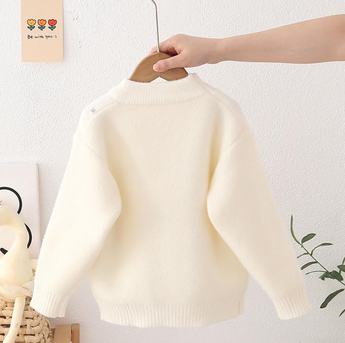Autumn Winter Girls  Knitted Sweater Pullover Round Neck Knitwear Children's Western Cartoon Long Sleeve Sweaters