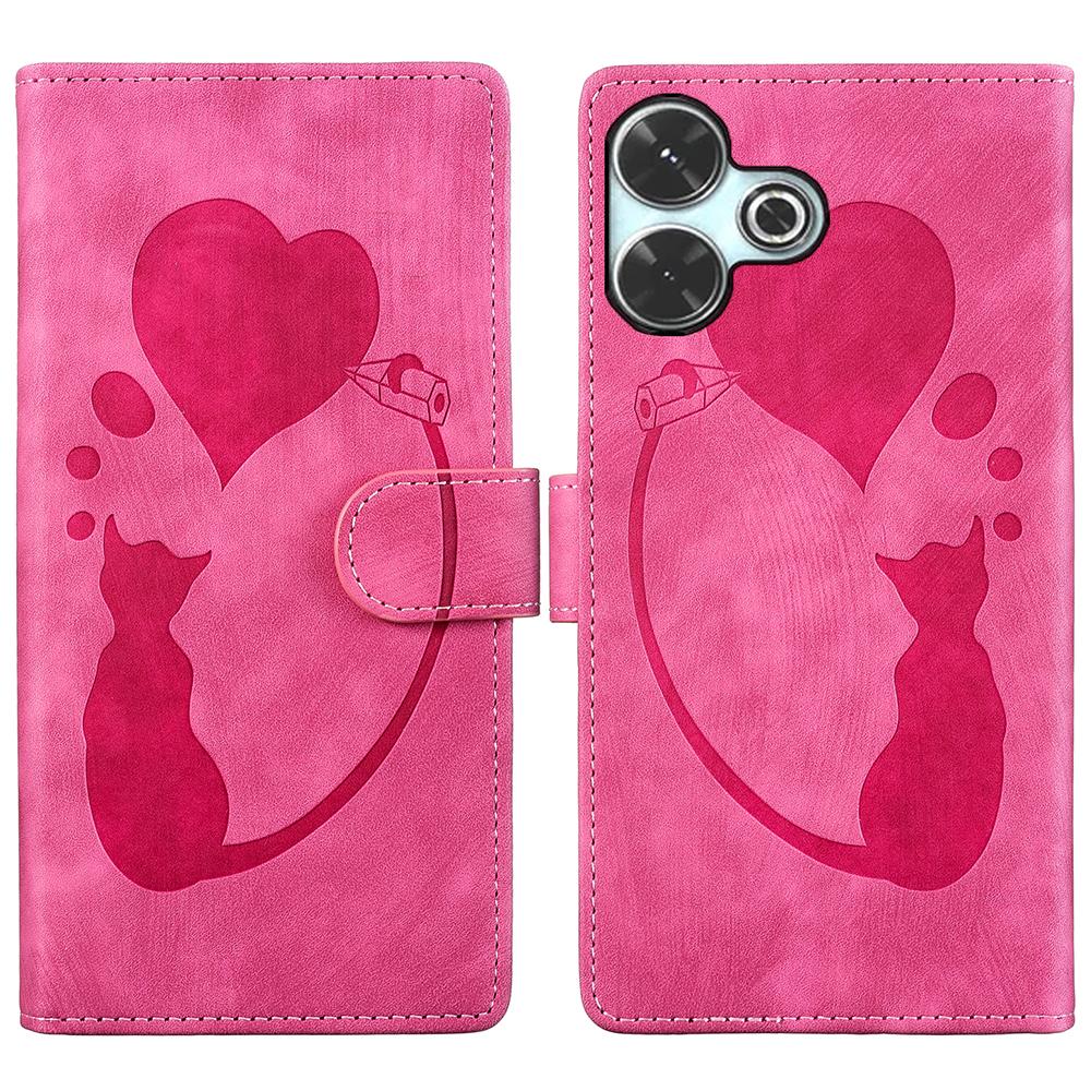 

For Xiaomi Redmi 13 4G/13 5G Case Heart Cat Folding Stand PU Leather Phone Cover Rose