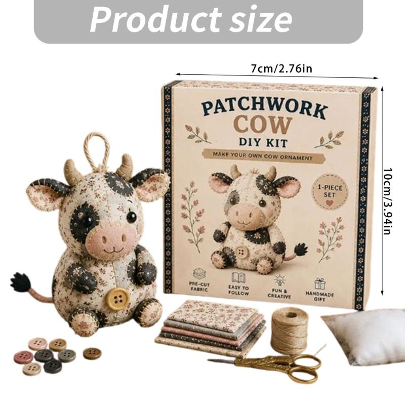 DIY Animal Sewing Crafts Set DIY Patchwork Animal Kits for Adults Beginner Precuts Florals Fabric Sewing Set