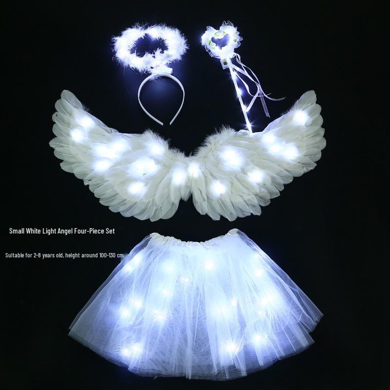 Children's Glowing Angel Feather Wings Costume Prop for Girls & Adults - Fairy, Elf, Cosplay & Photoshoots