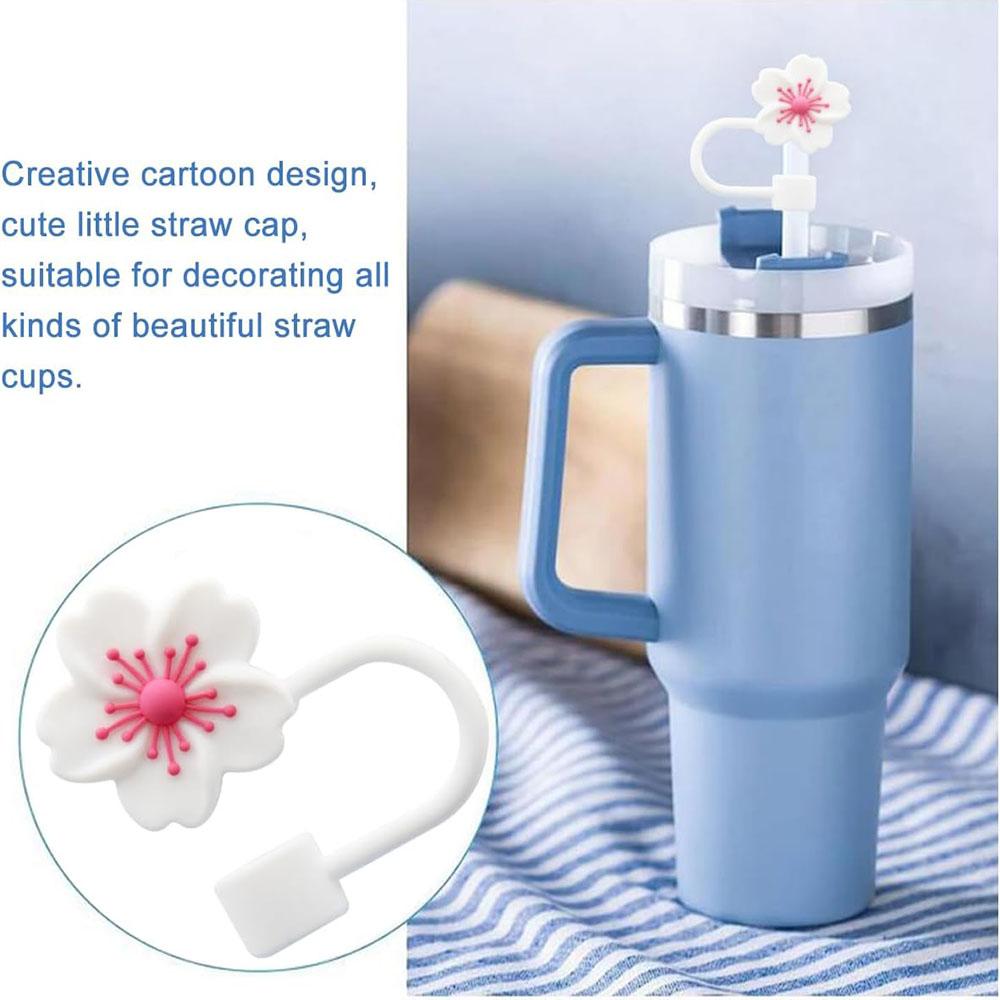 2/4pcs Straw Cover Cap for Stanley Cup Accessories,Silicone Straw Topper 10mm Reusable Straw Tips Lids Flowers Tip Covers