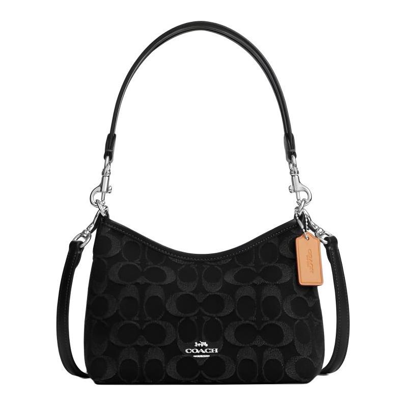 

COACH Laurel 19 presbyopia mahjong bag cotton and cowhide underarm shoulder bag small size women s black чорний