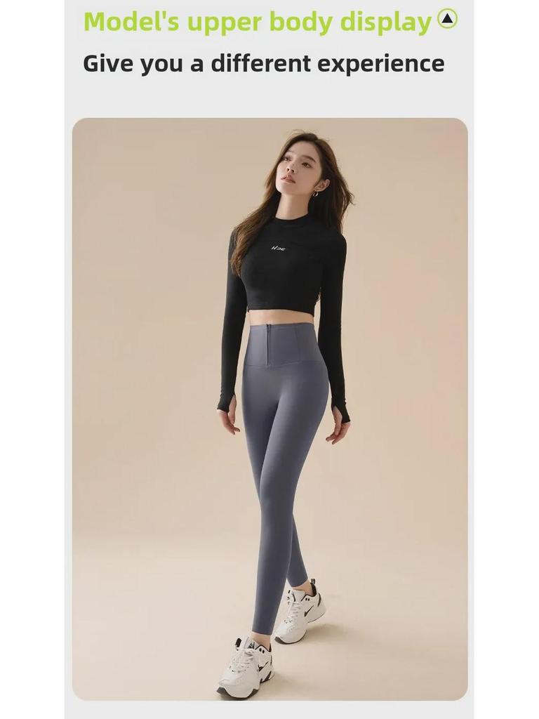 Korean Women's Autumn/Winter Velvet-Lined High-Waist Hip-Lifting Barbie-Style Buttoned Yoga Pants