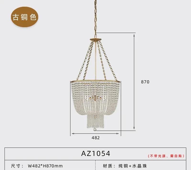 Modern retro round E14 LED living room golden/chrome chandelier transparent crystal lamp wooden bead pearl chandelier