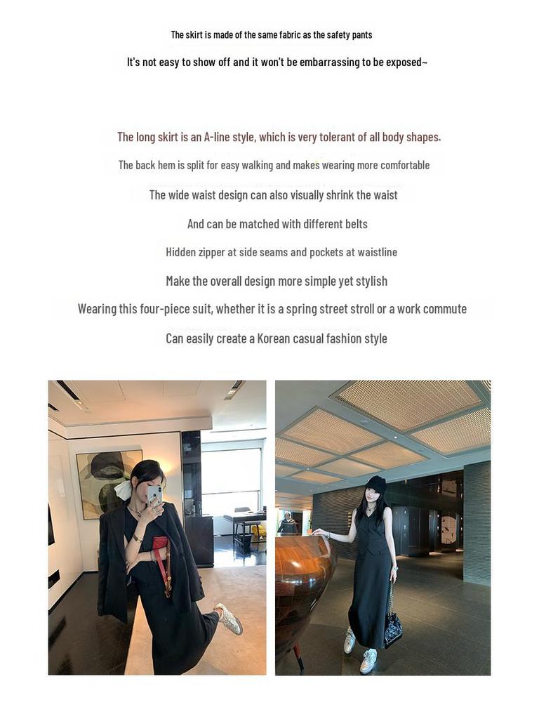 Baishiwang Korean-Style Four-Piece Set: Jacket, Vest, Skirt, and Suit for a Sophisticated Look.