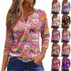 Women's T Shirt Tee Print Button 3/4 Sleeve Daily Weekend Fashion Basic V- Neck Regular Top