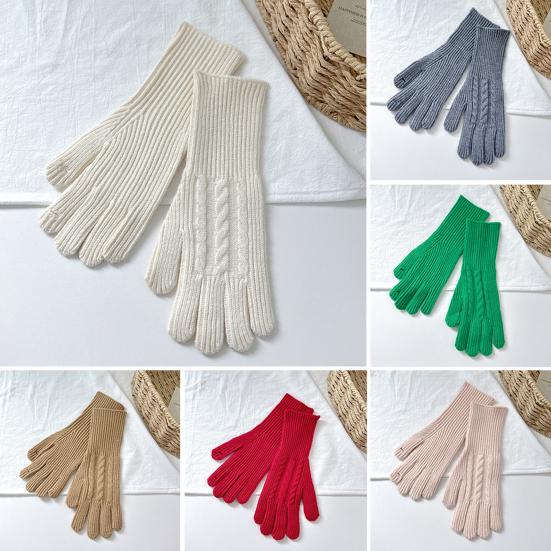 Wool Blend Knitted Gloves Unisex Winter Touchscreen Gloves Windproof Warm Driving Texting Daily Finger Gloves for