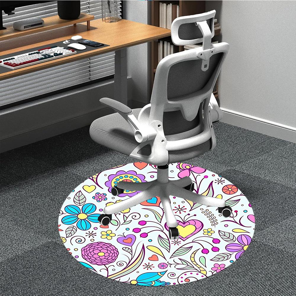 

1pc Floral Heart Pattern Chair Carpet for Office, Non-slip, Soft and Durable Office Rug, Perfect for Office yy260131038 80cm by 80cm