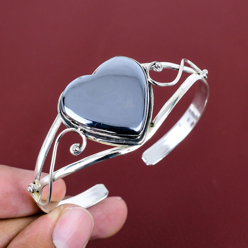 Shungite bangle gemstone adjustable cuff bracelet 925 sterling silver bangle unique design jewelry handmade birthstone bangle wedding gifts