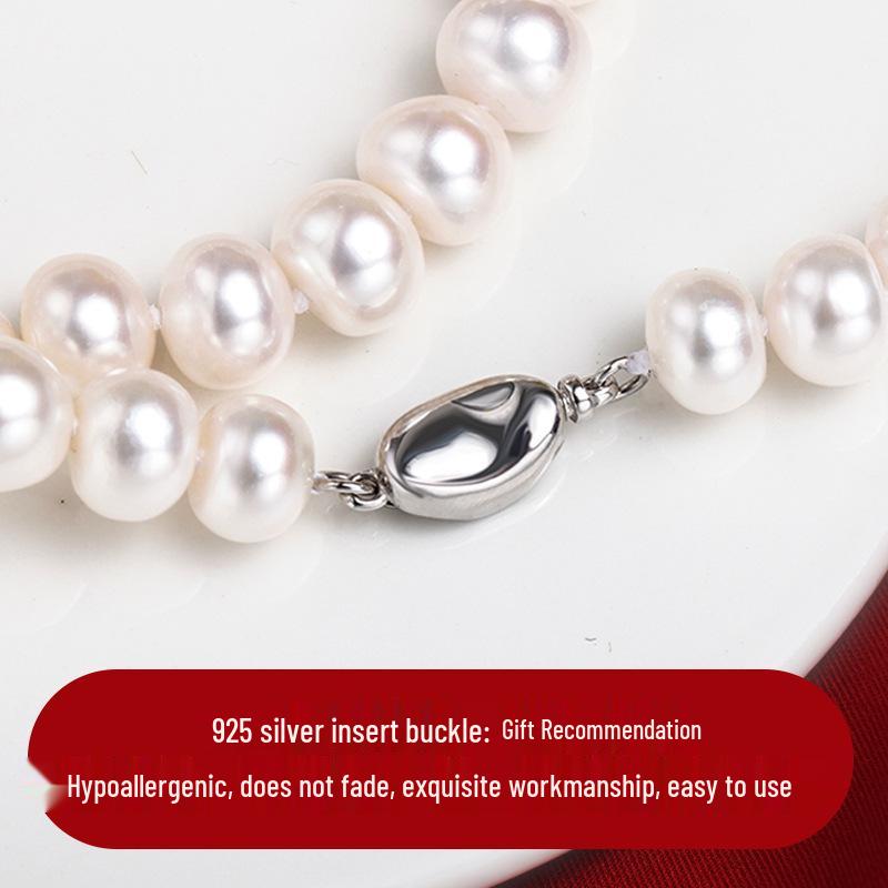 5A Sterlingsilber Verschluss Süßwasserperlenkette: Starker Glanz Geschenk für Mama oder Schwiegermutter