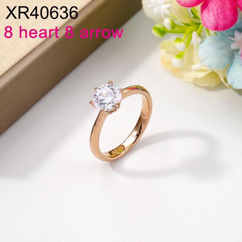 Gold-Plated Titanium Steel Ring with Large Zirconia Stone - Versatile Women's Wedding Band Design