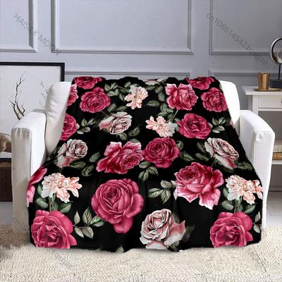 Retro-Rosenmuster-Decke Warm Weich Flauschig für Kinder und Erwachsene Sofa-Bett Überwurf für Zuhause Reisen Camping Große Größe Maschinenwaschbar