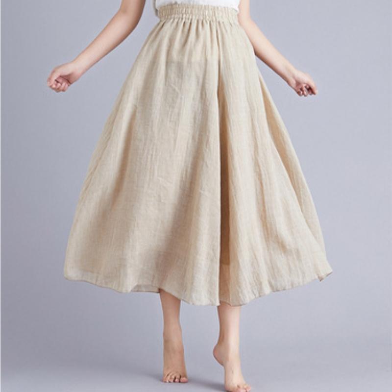 Summer New Large Size Cotton and Linen Casual Wide Leg Pants Women Elastic Waist Solid Vintage Loose Trousers Women Elegant Slim Fit Baggy Pants 26494