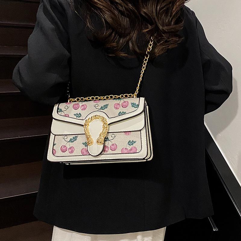 New fashion high-end cherry contrasting color Bacchus bag single shoulder crossbody trendy women's bag