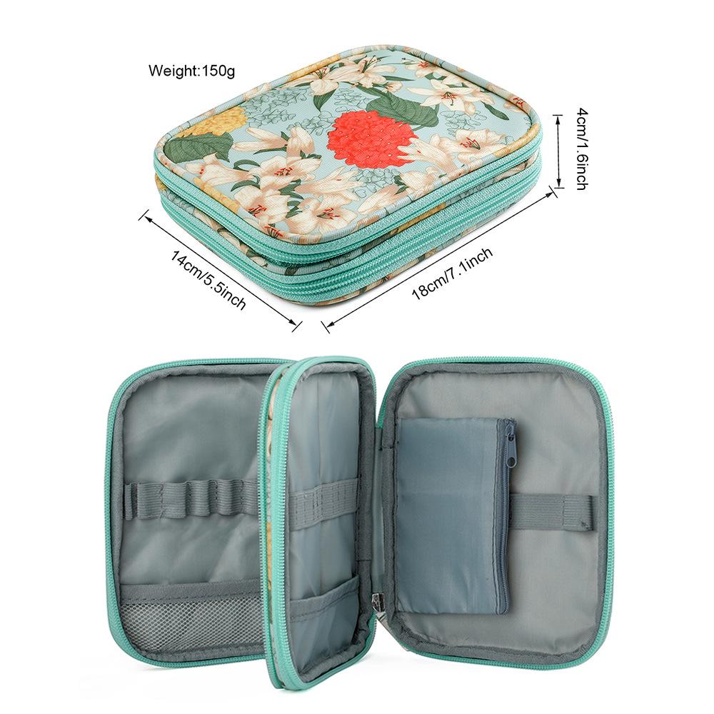 Dwuwarstwowa zapinana na zamek torba szydełkowa na narzędzia dziewiarskie