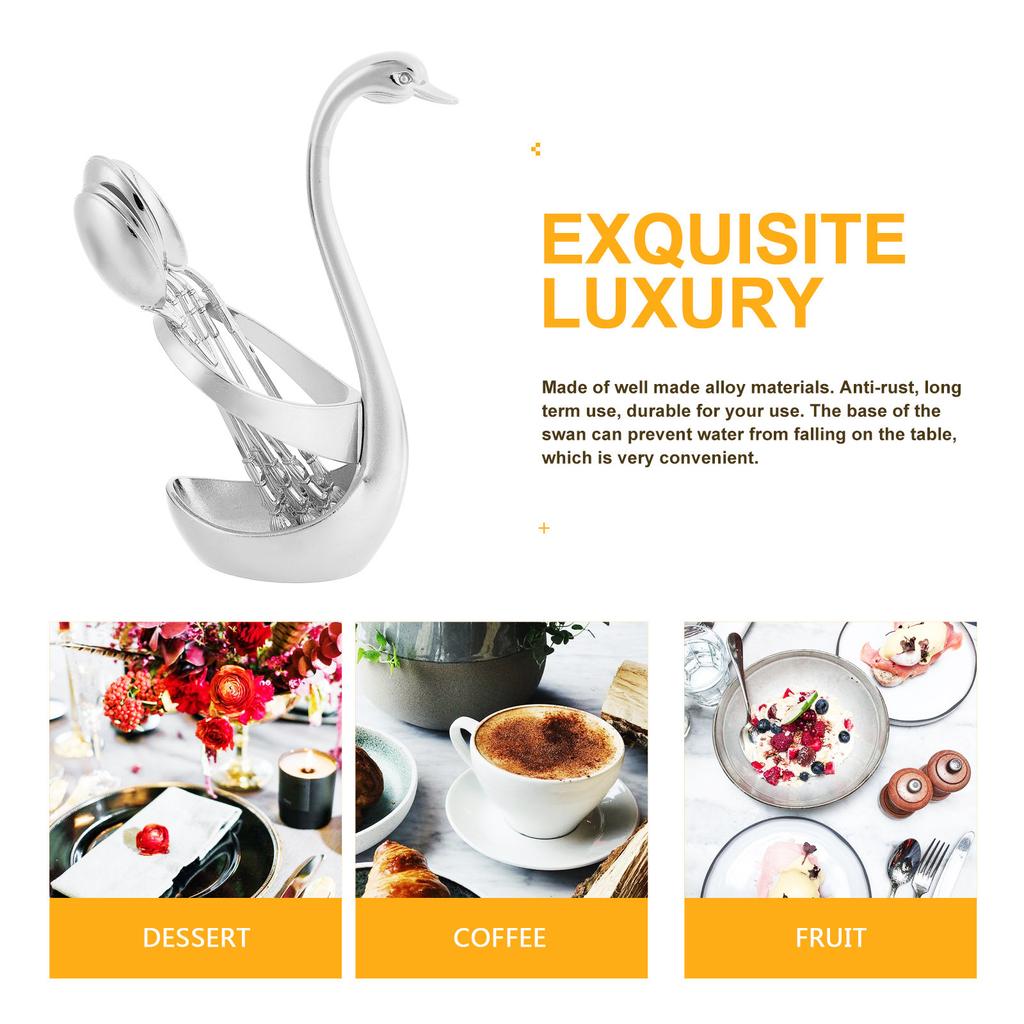 1Set Alloy Dessert Spoons with Base Functional Flatware Set for Serving Food Keeping Countertop Clean Stylish Home