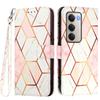 For Xiaomi Redmi 15 5G Case with Strap Marble Pattern Leather Phone Cover Card Holder